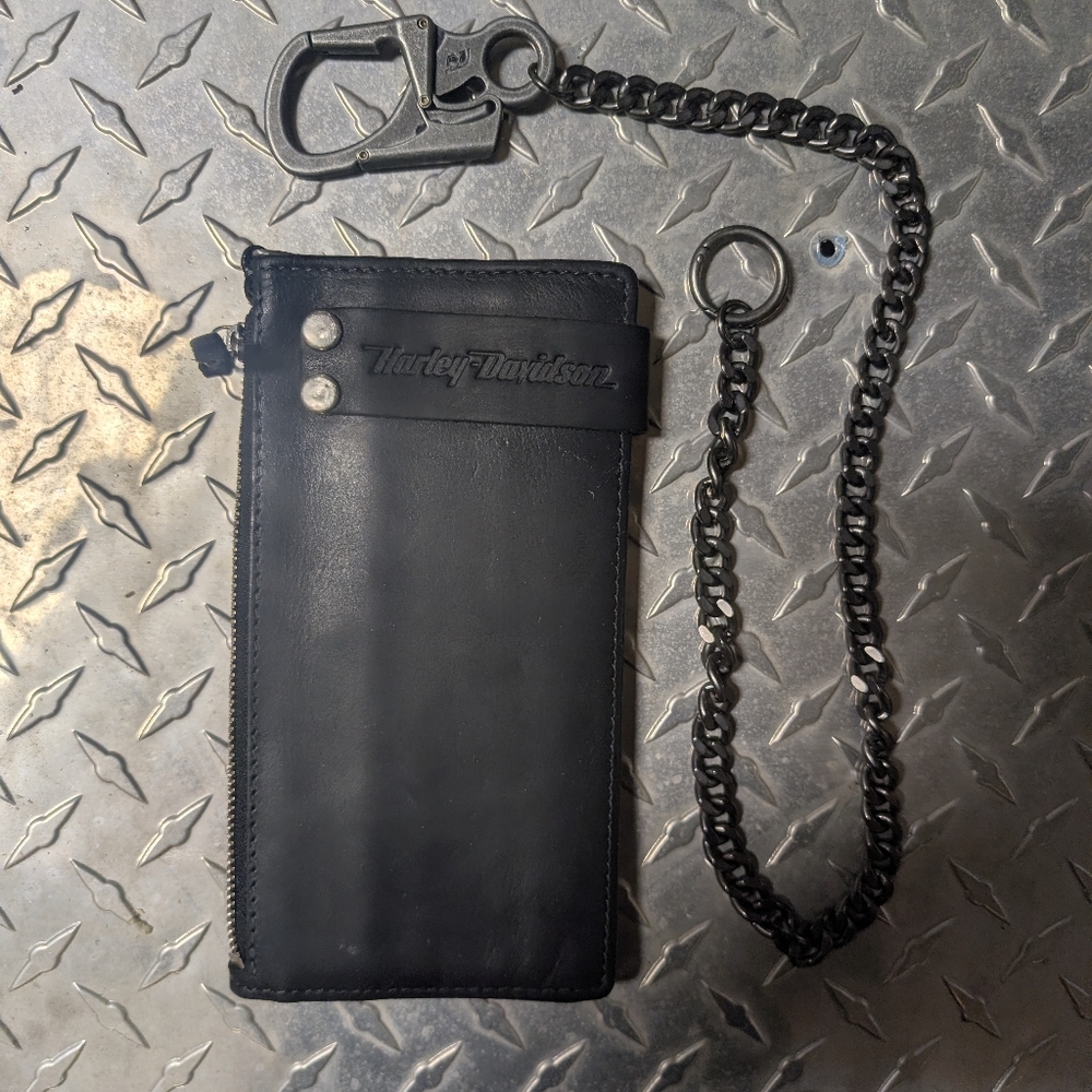 Harley-Davidson Black Leather Wallet with Chain